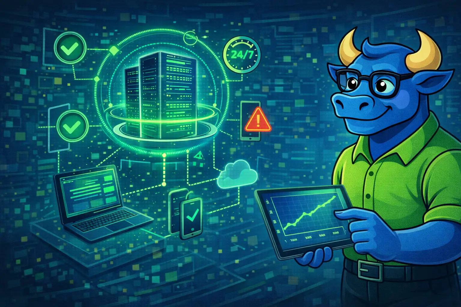 Uptime мониторинг на уебсайт – визуализация на сървърна стабилност и непрекъсната достъпност на сайт