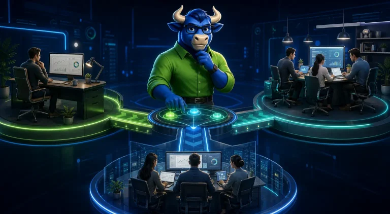TORO bull сравнява SEO специалист, SEO агенция и вътрешен екип в on-brand стратегия сцена