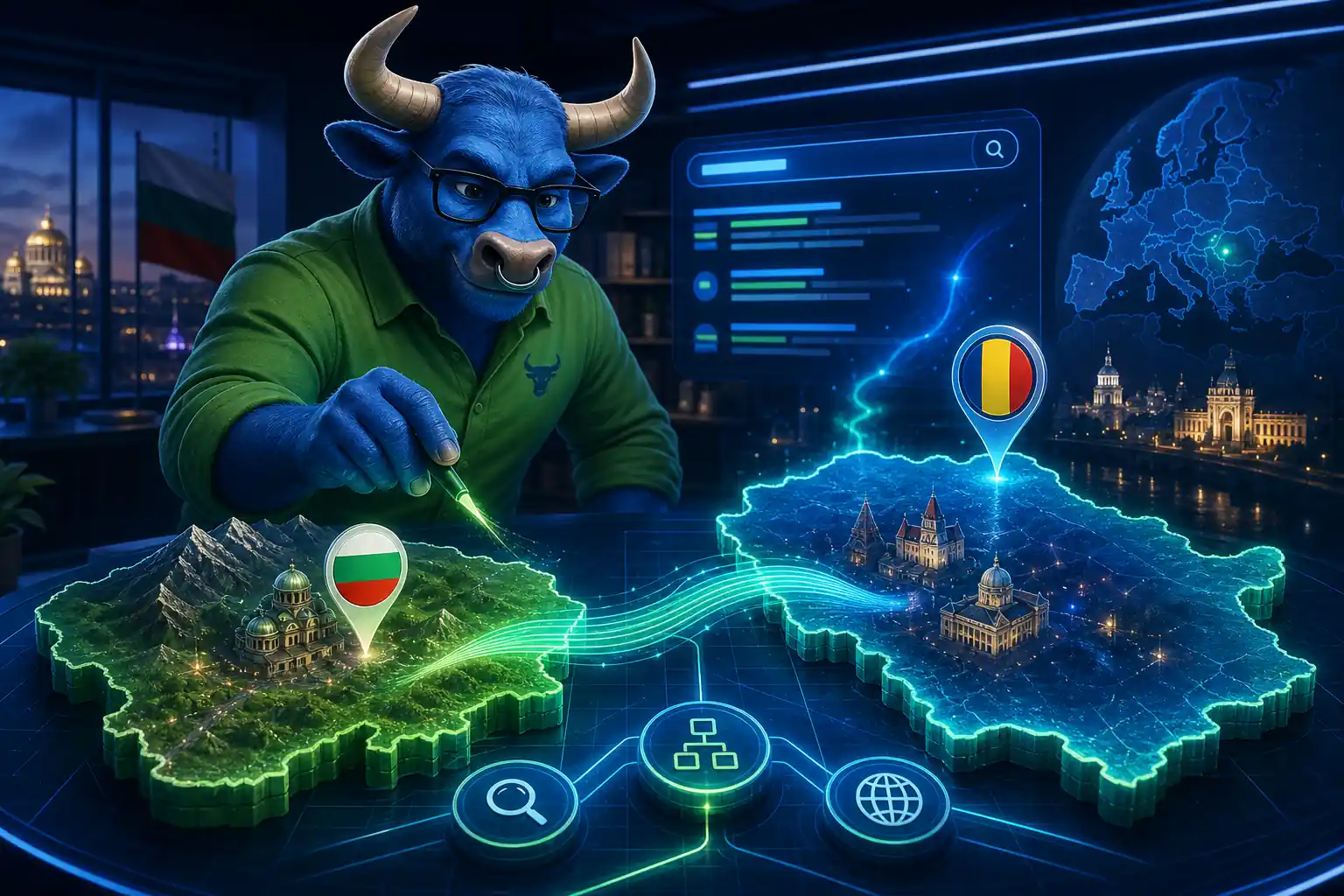 Илюстрация за SEO навлизане от България към румънския пазар