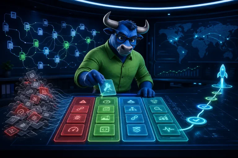 TORO Rank визуализация на SEO одит, превърнат в приоритетен план за изпълнение