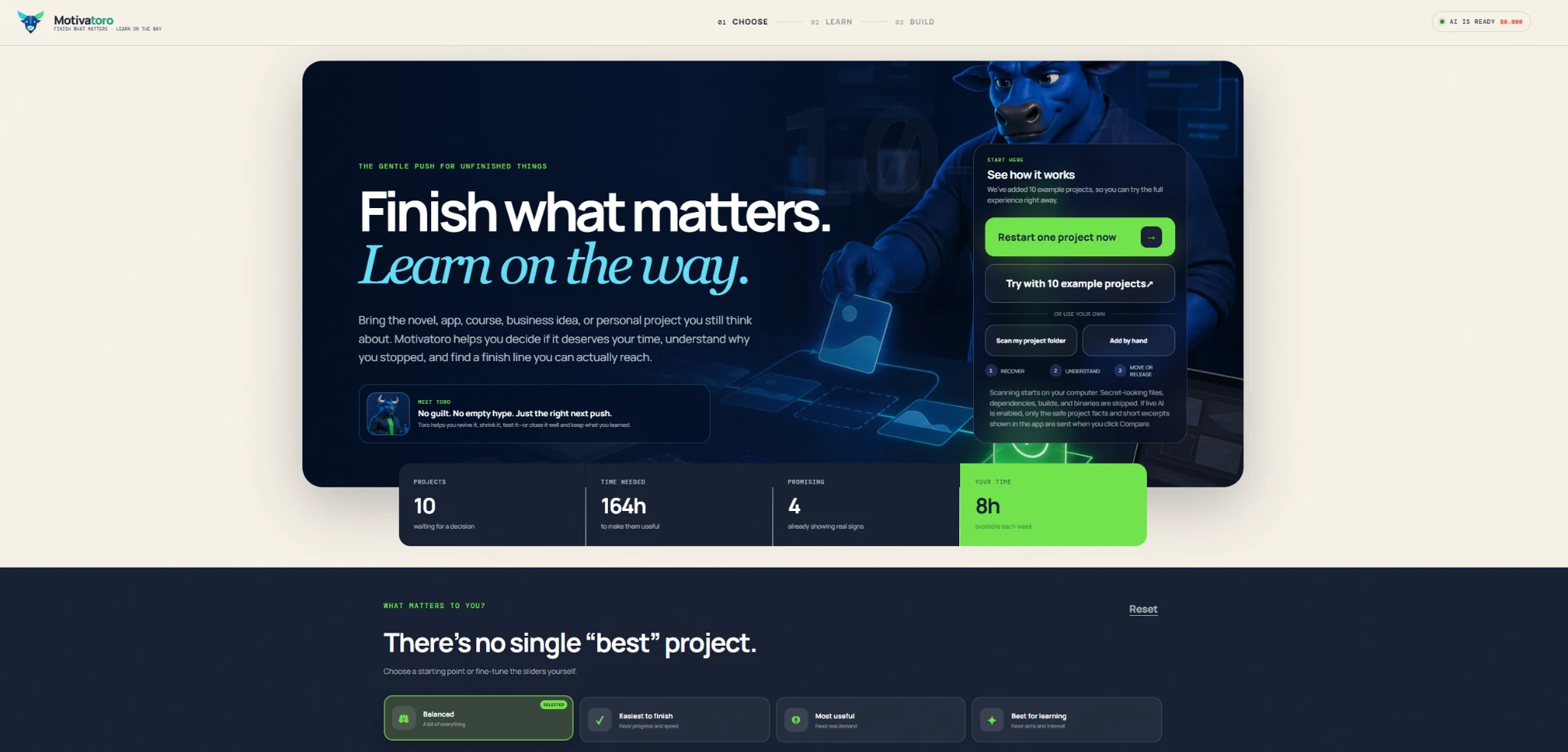 Портфолио проект Motivatoro - AI приложение за управление на недовършени проекти